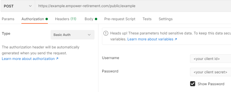 Postman example